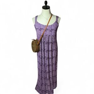 Purple Maxi Dress Sleeveless Floral Sun Dress Long‎ Casual Summer Dress